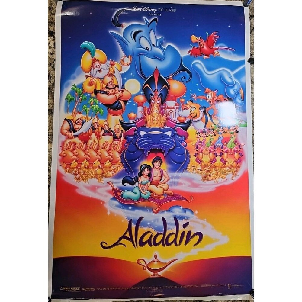 ALADDIN 2 Sided Movie Poster Original DS 27x41 One Sheet DISNEY Animation 1992
